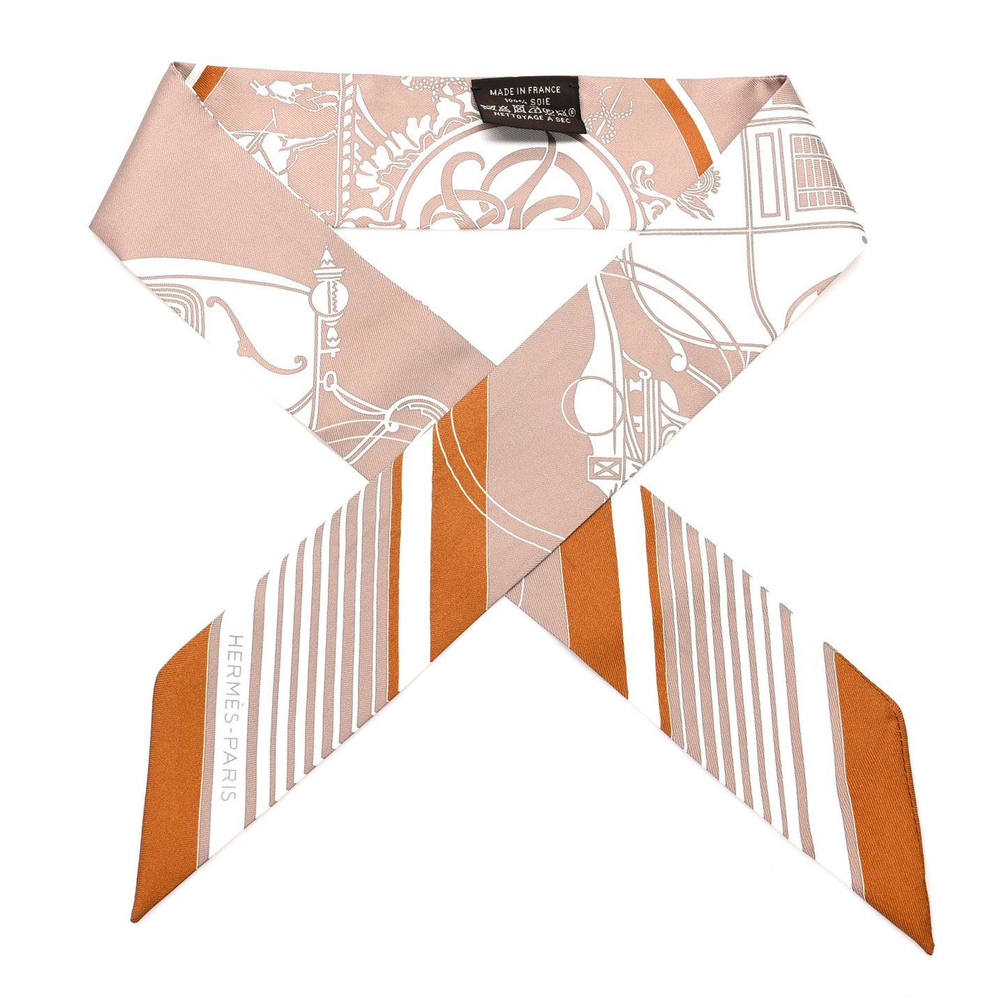 Silk Ex-Libris Twilly Beige White Caramel