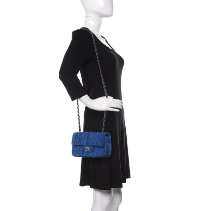 Chanel Tweed Quilted Mini Rectangular Flap Navy Blue 2 of 11
