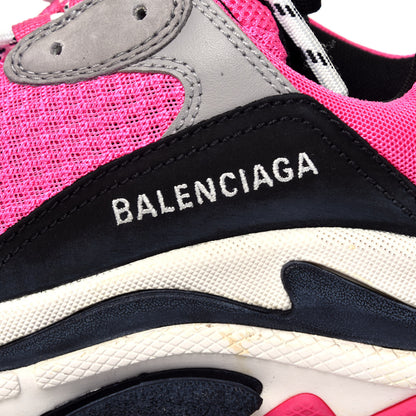 Balenciaga Fabric Mesh Womens Triple S Sneakers 40 Fluo Pink Grey White 7 of 8