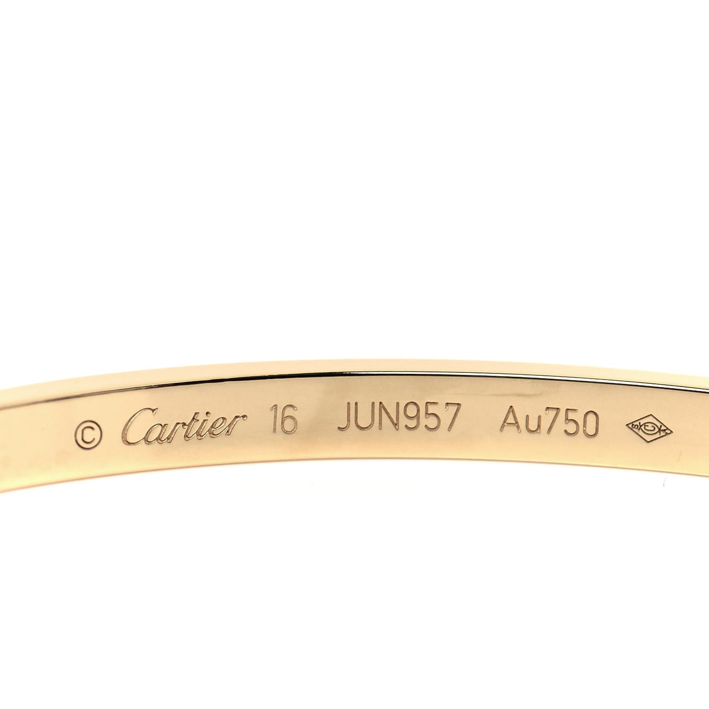 18K Yellow Gold 6 Diamond Small LOVE Bracelet 16