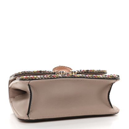 Valentino Garavani Vitello Crystal Embellished Mini Glam Lock Rockstud Flap Multicolor Brown 4 of 9