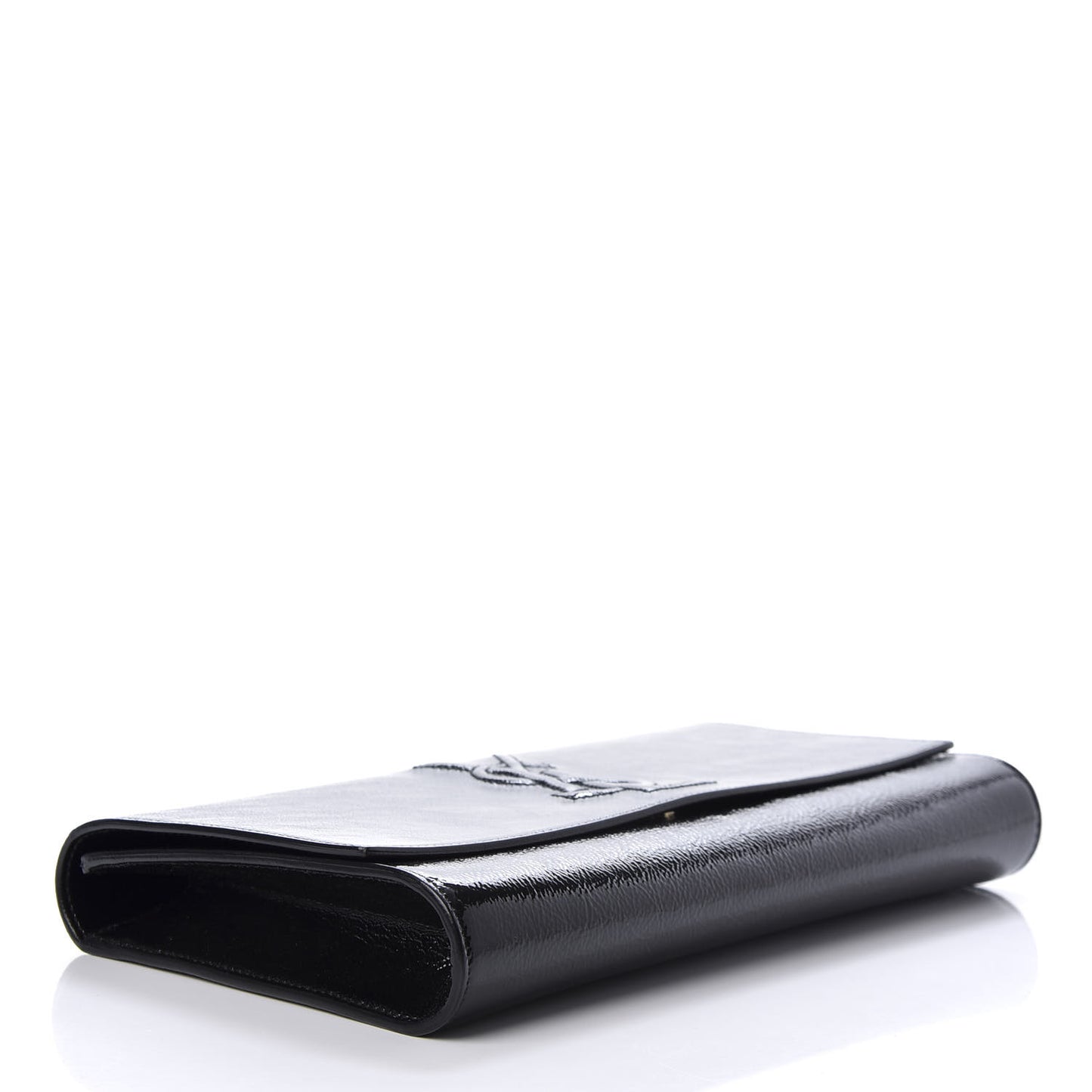 Textured Patent Monogram Large Belle De Jour Clutch Black