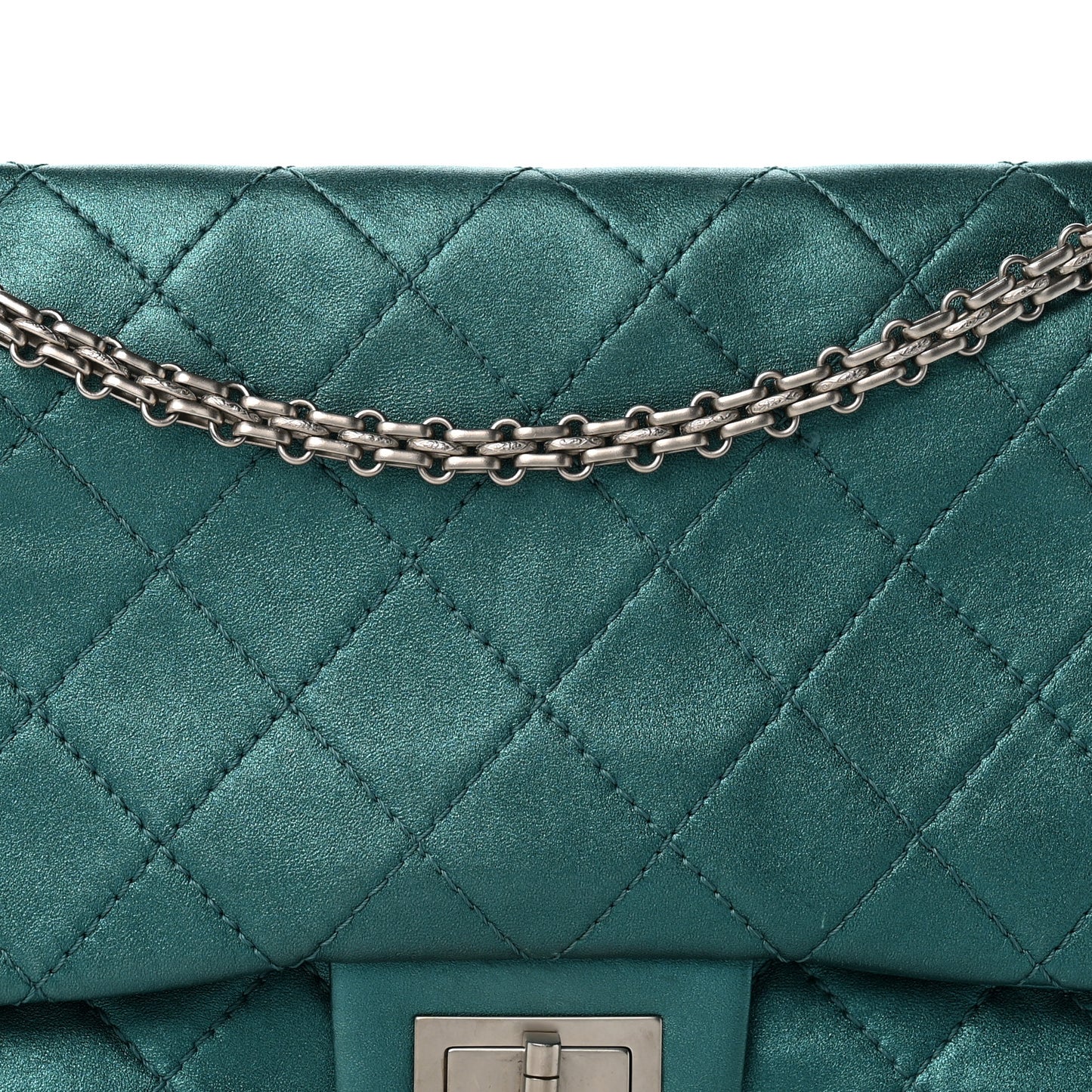 Metallic Calfskin Quilted 2.55 Reissue Flap 227 Turquoise
