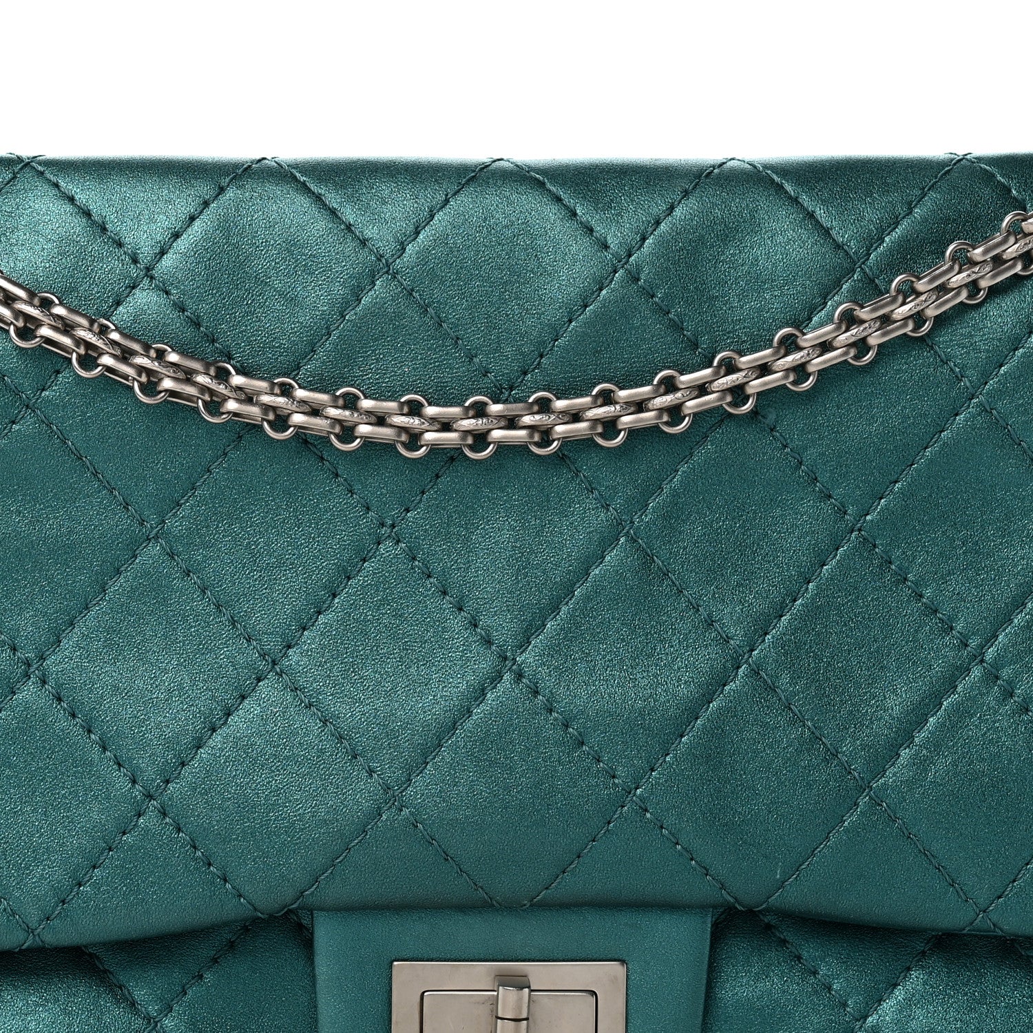Chanel Metallic Calfskin Quilted 2.55 Reissue Flap 227 Turquoise 8 of 14
