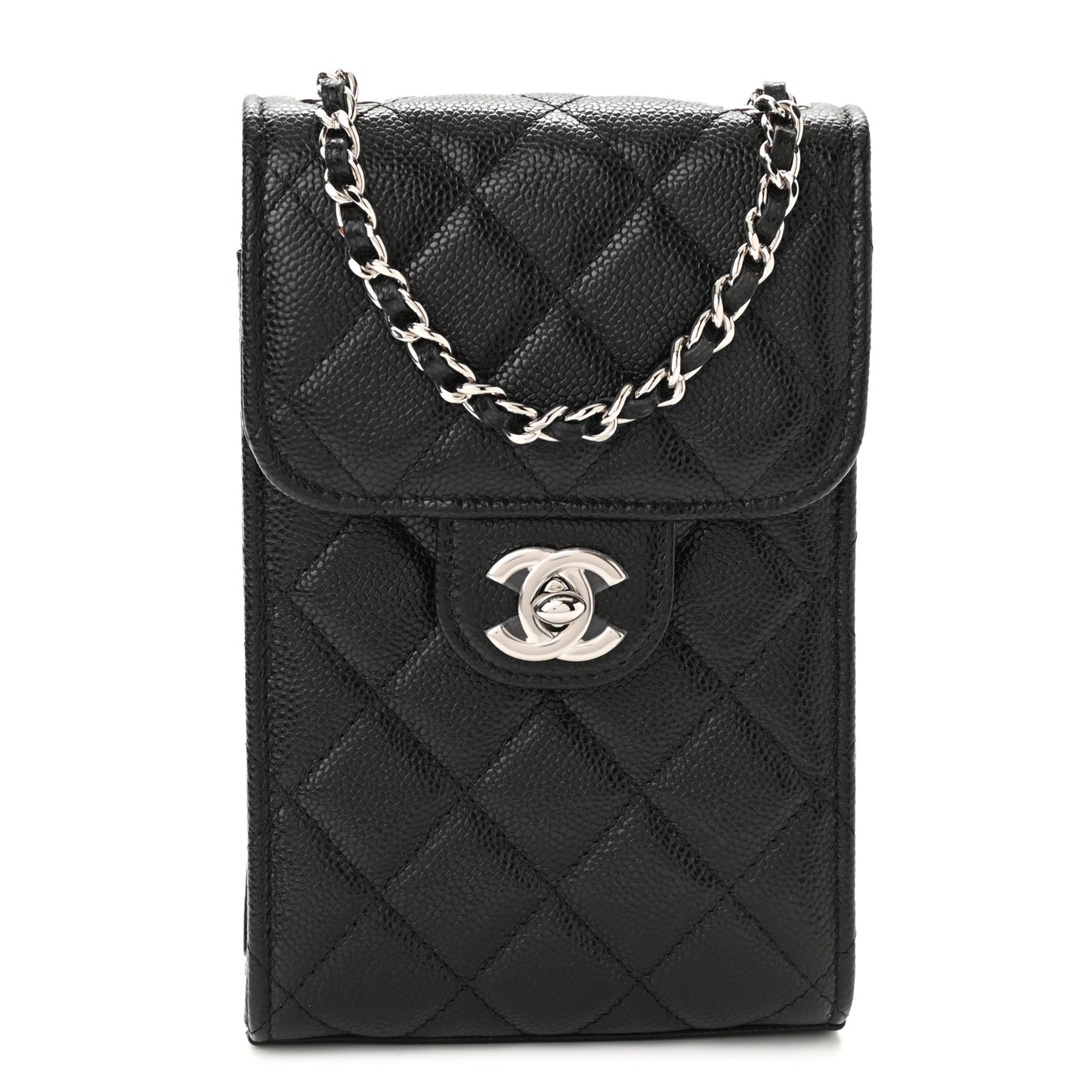 Caviar Quilted Classic Phone Holder Black