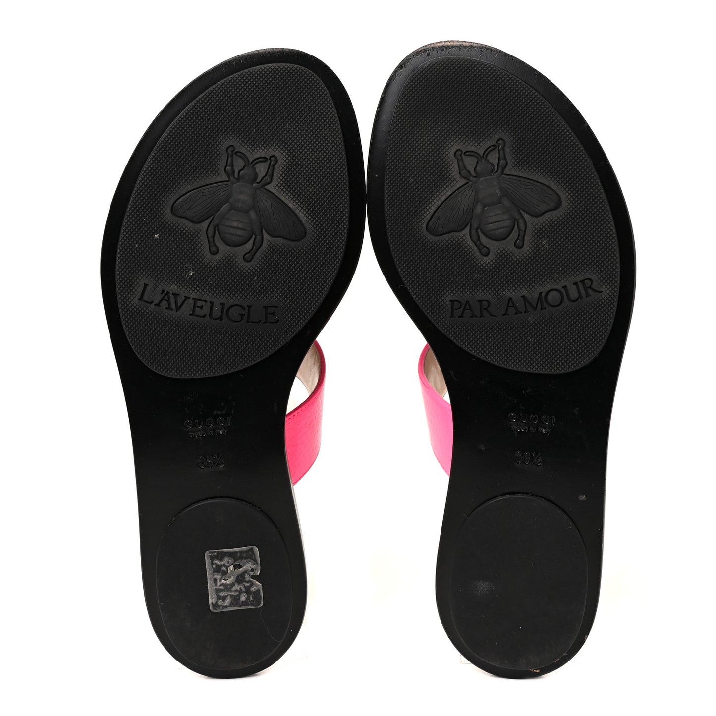 Calfskin GG Marmont Thong Sandals 36.5 Fuxia Fluo