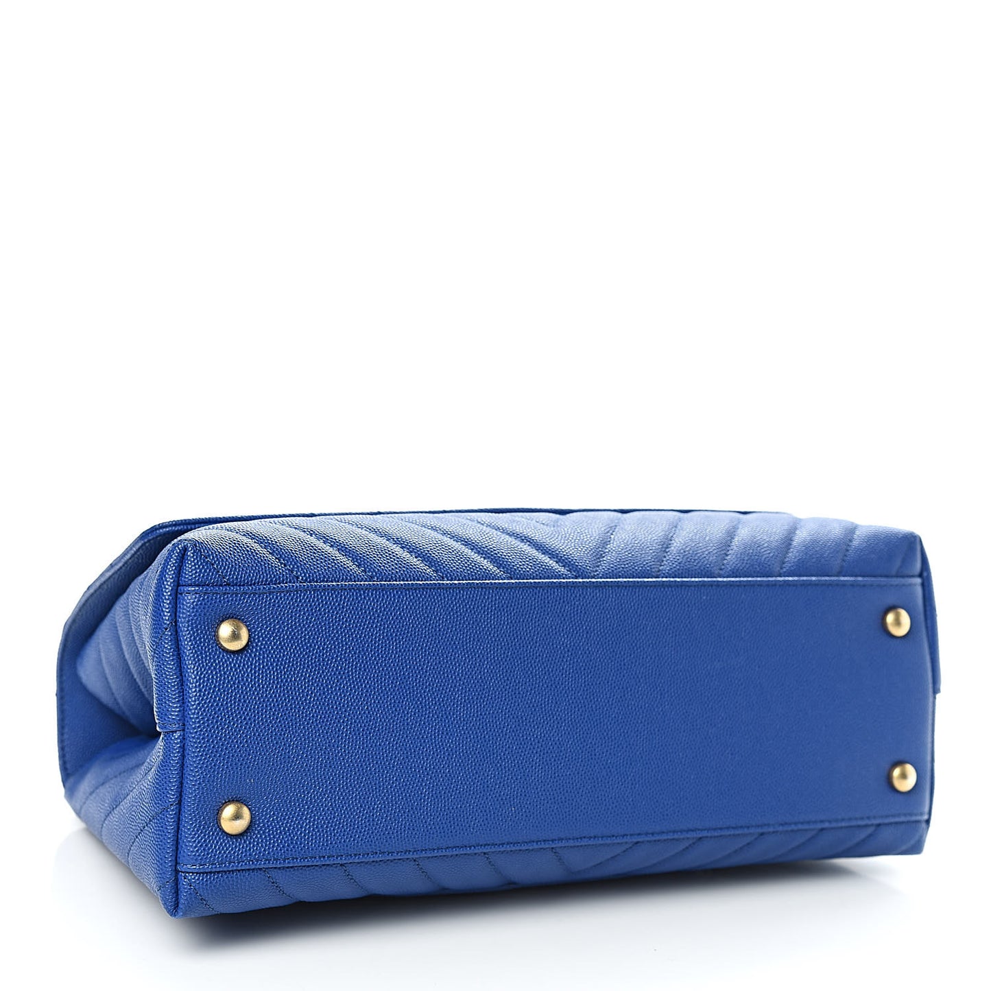 Caviar Chevron Quilted Small Coco Handle Flap Blue