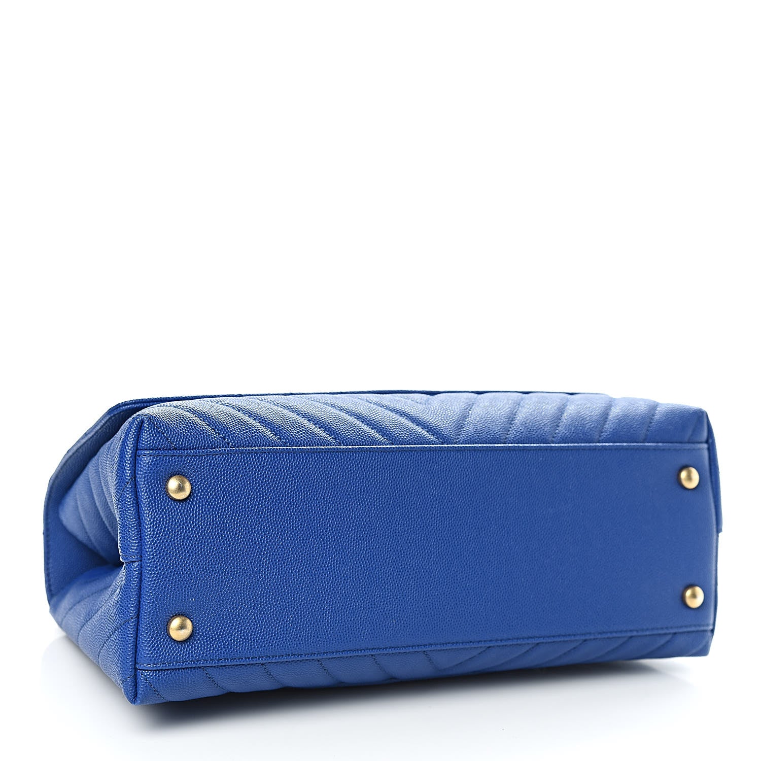 Chanel Caviar Chevron Quilted Small Coco Handle Flap Blue 4 of 11