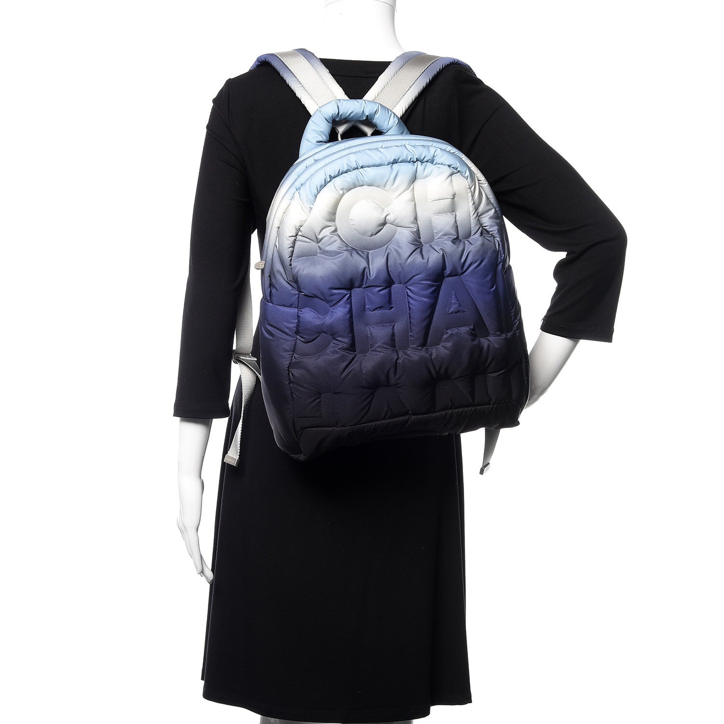 Nylon Embossed Small Doudoune Backpack Black Blue White