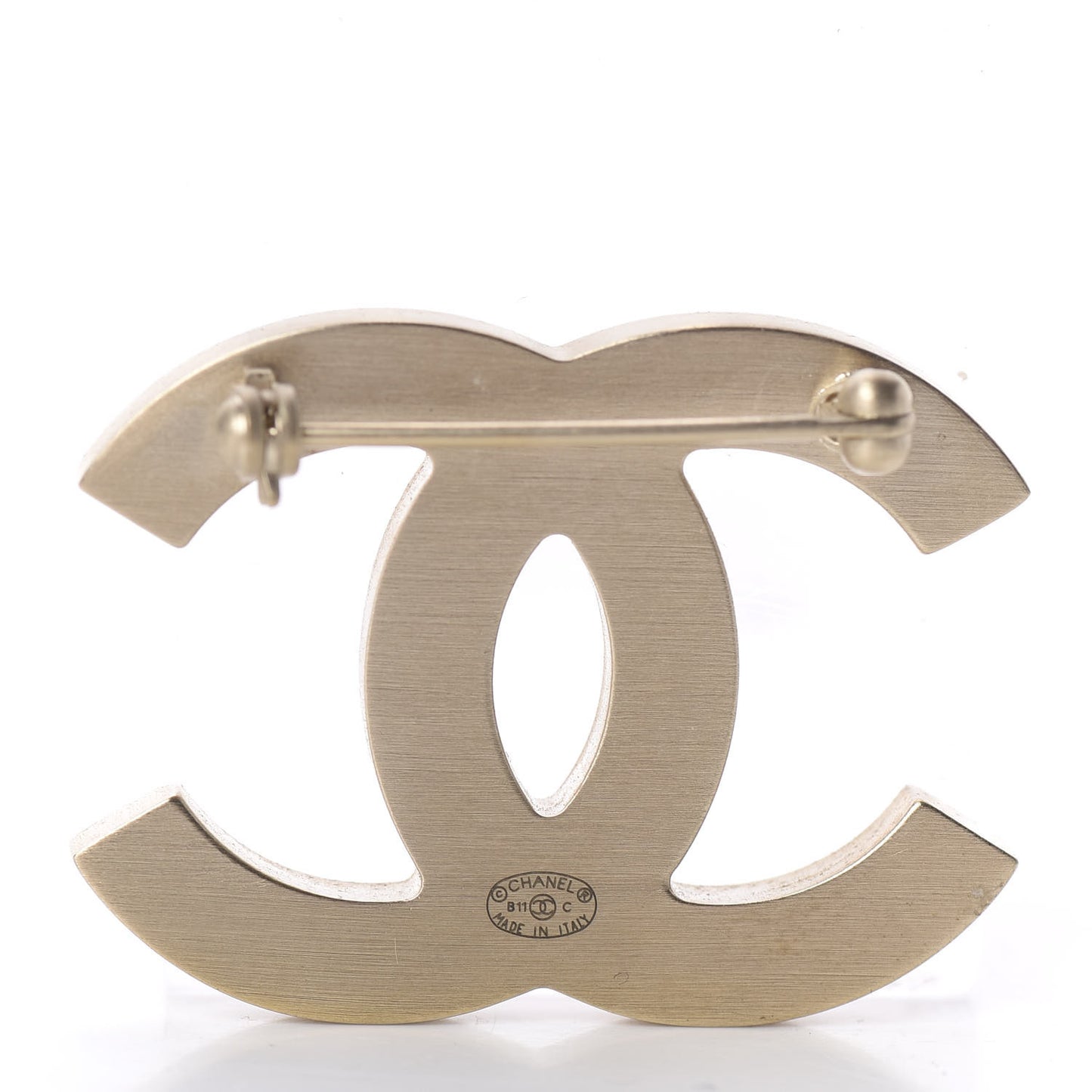 Enamel Plaid CC Brooch Pink Gold