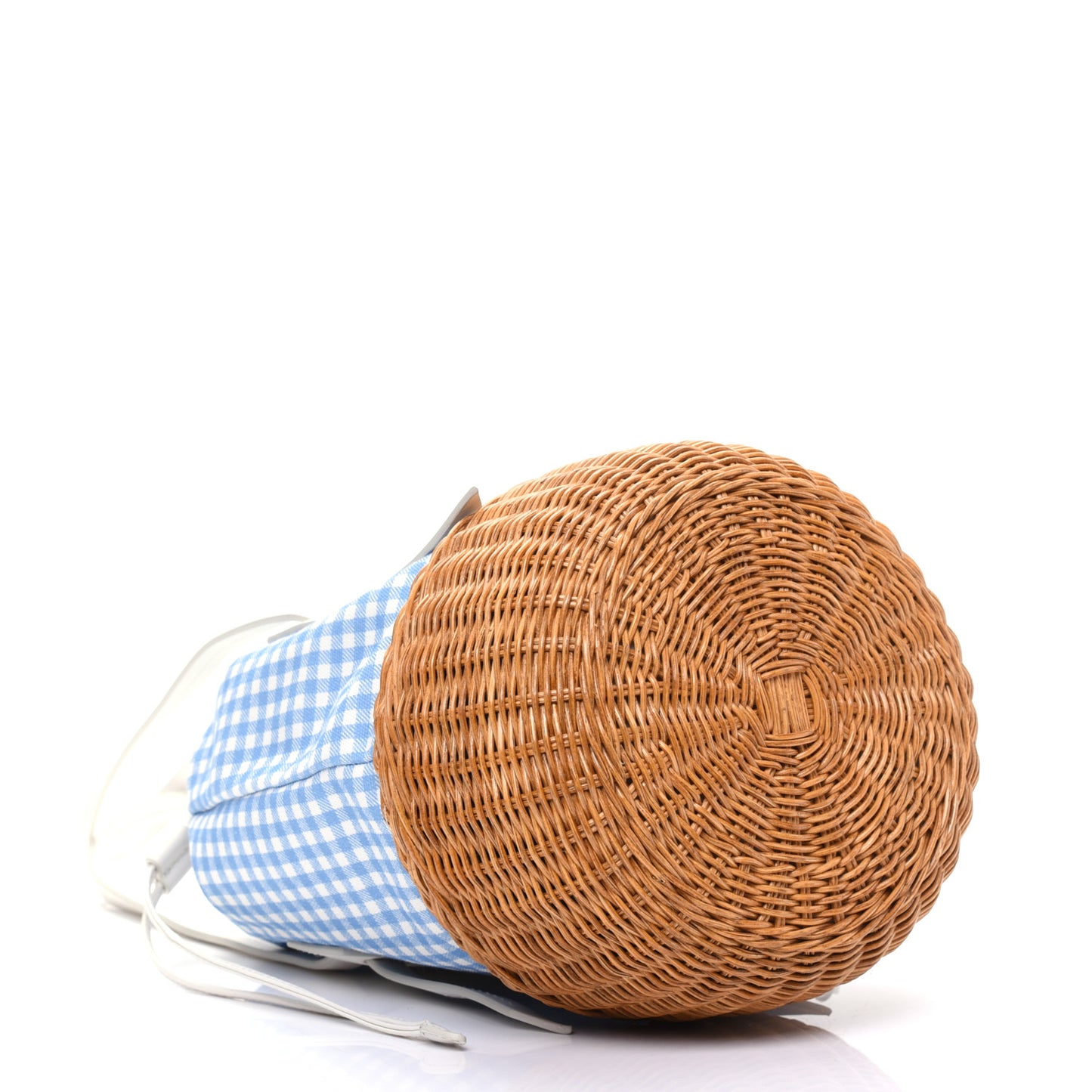 Canapa Vichy Wicker Gingham Basket Bag Celeste Miel