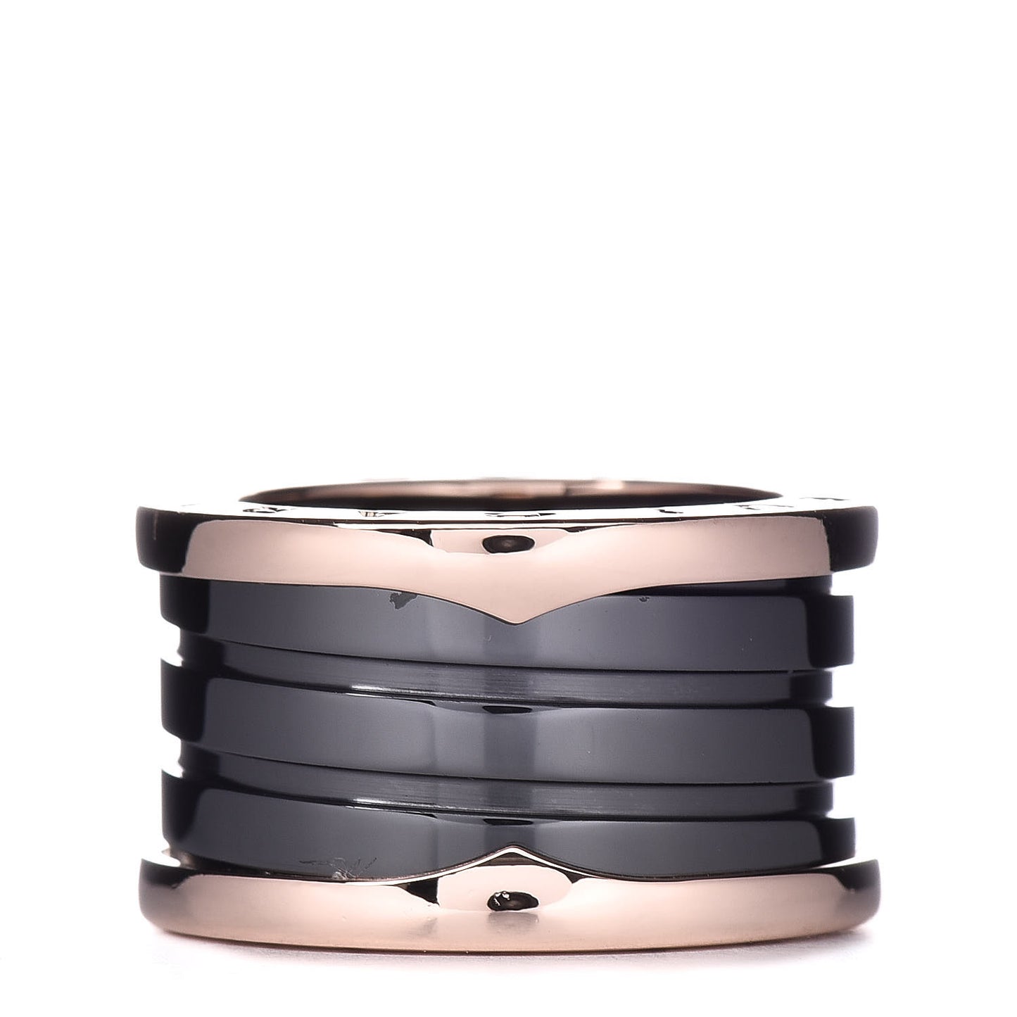 18K Rose Gold Black Ceramic B.Zero1 Four-Band Ring 49 4.75