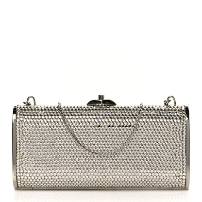Judith Leiber Swarovski Crystal Minaudiere Clutch Silver 1 of 9