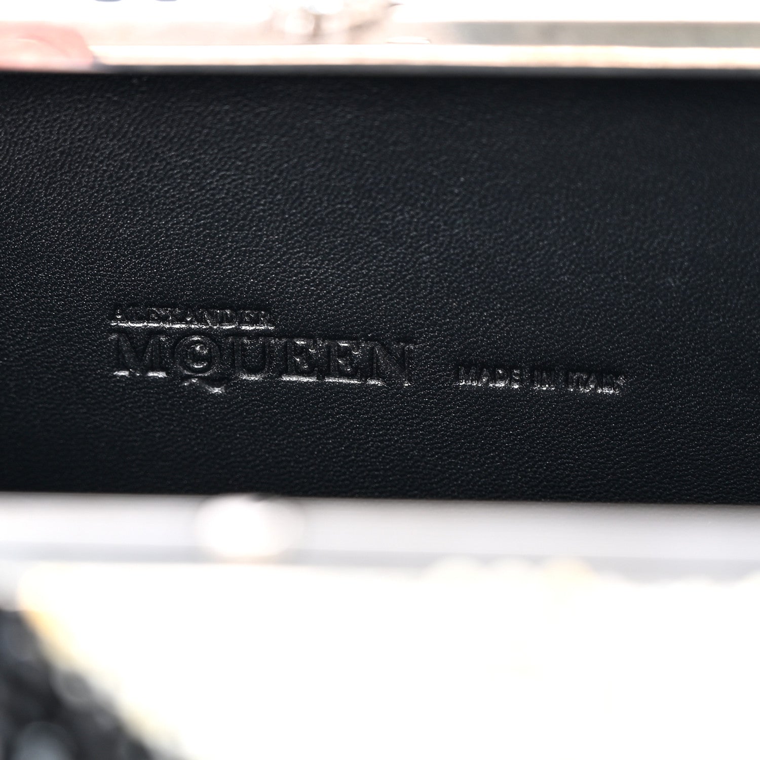 Alexander McQueen Silk Shell Embroidered Skull Box Clutch Black 6 of 9