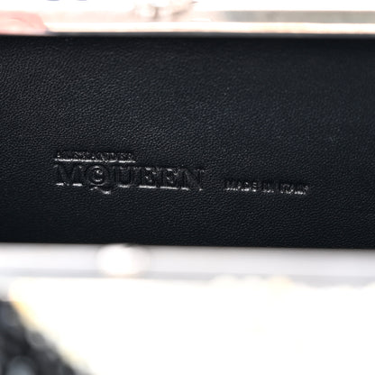Alexander McQueen Silk Shell Embroidered Skull Box Clutch Black 6 of 9