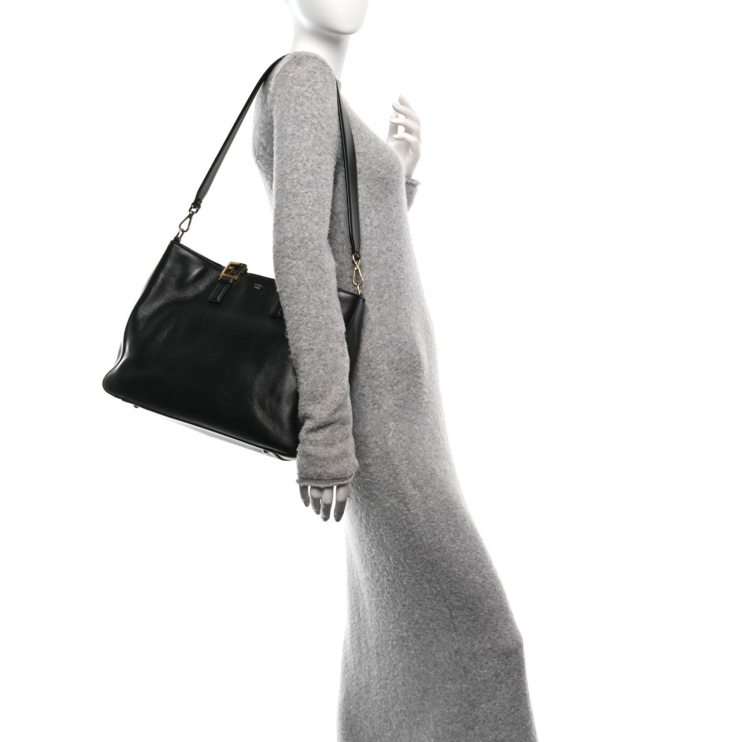 Fendi Vitello Glacier Medium FF Tote Black 2 of 10