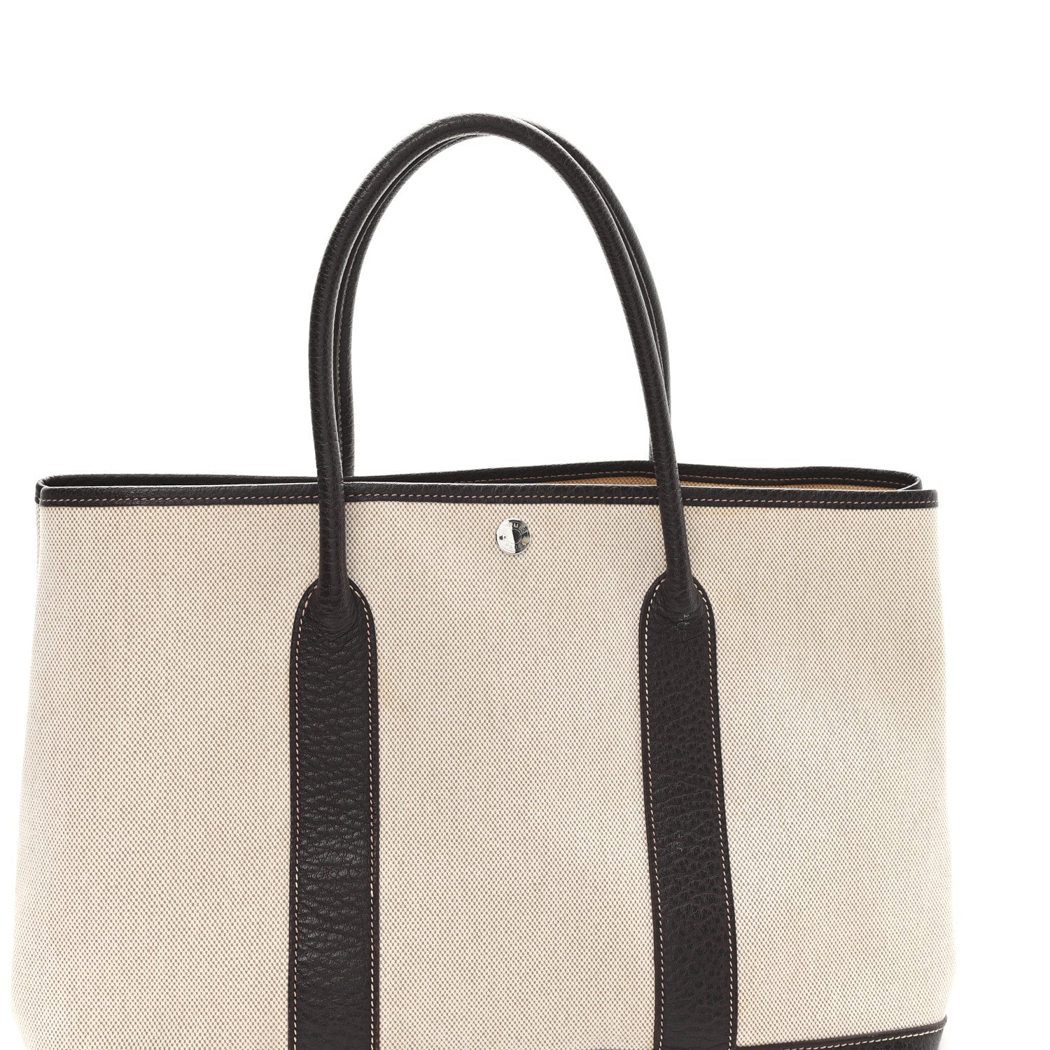 Hermes Buffle Skipper Toile Garden Party 36 MM Tote Marron Fonce 7 of 9