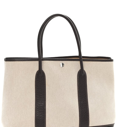 Hermes Buffle Skipper Toile Garden Party 36 MM Tote Marron Fonce 7 of 9