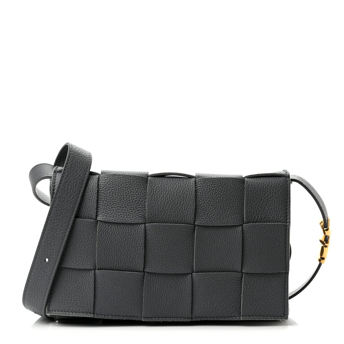 Grained Calfskin Maxi Intrecciato Cassette Crossbody Bag Thunder