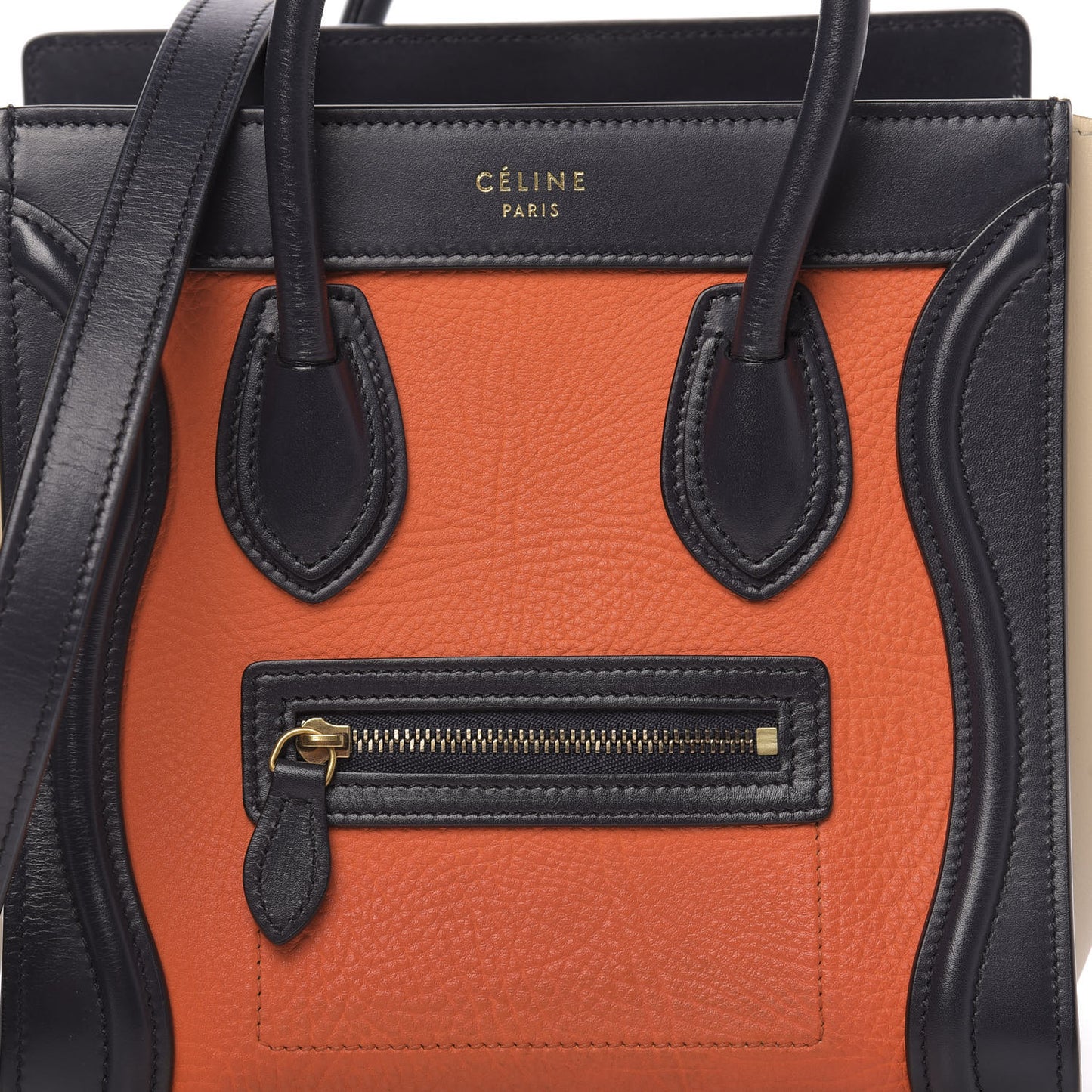 Elephant Calfskin Nano Tri-Color Luggage Bright Orange