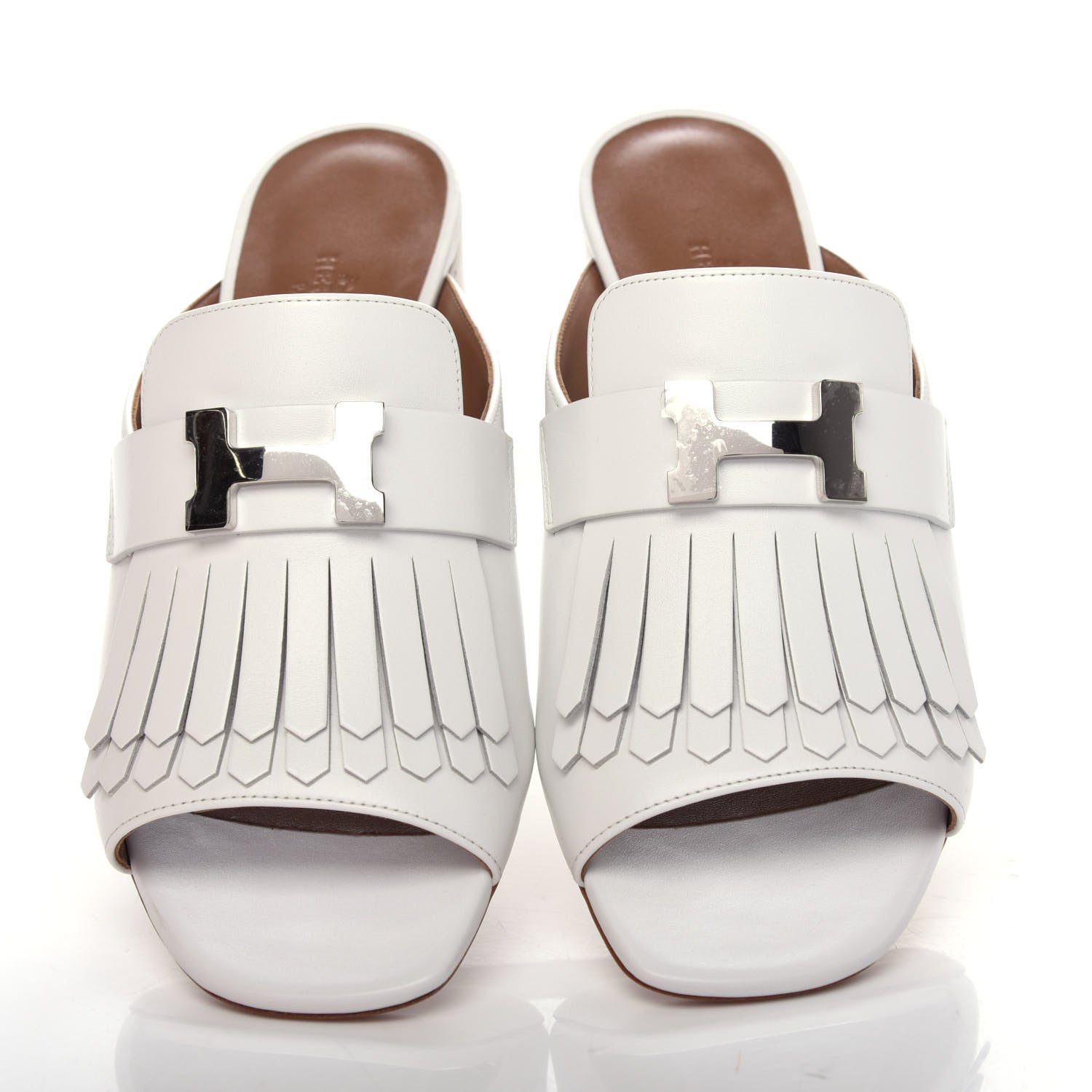 Hermes Calfskin Alma Sandals 38 White 5 of 13