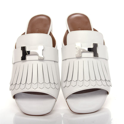 Hermes Calfskin Alma Sandals 38 White 5 of 13