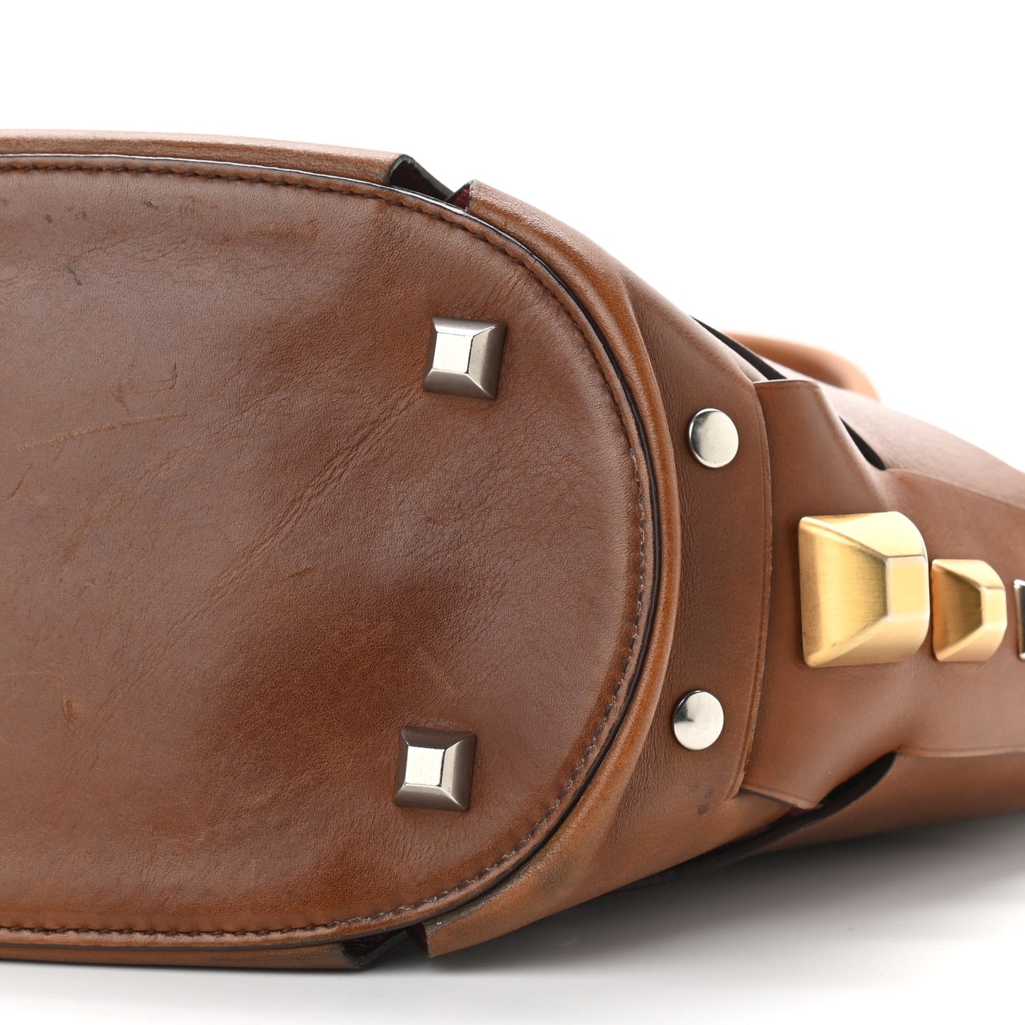 Vitello Studded Cross Shoulder Bag Nocciolo