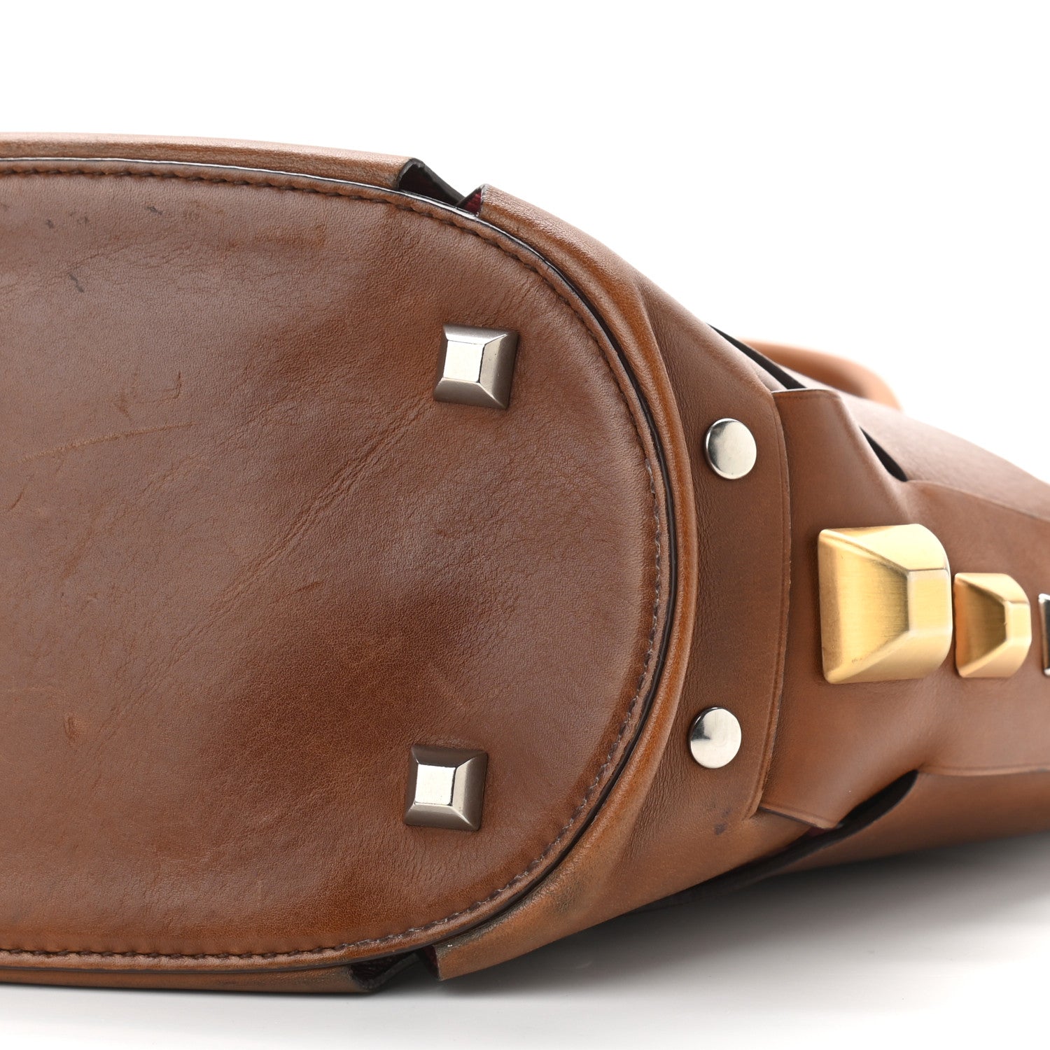 Prada Vitello Studded Cross Shoulder Bag Nocciolo 10 of 11