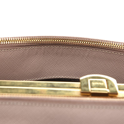 Prada Saffiano Frame Top Handle Bag Cammeo 10 of 13