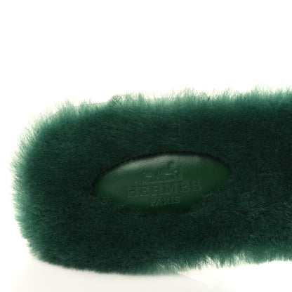 Hermes Woolskin Oran Sandals 40 Vert Anglais 7 of 8