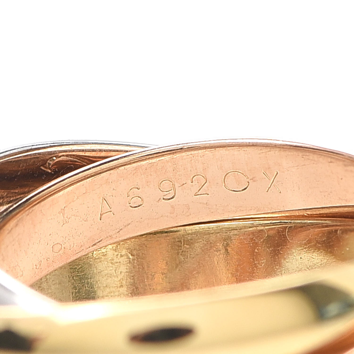 Cartier 18K Pink Yellow White Gold Classic Les Must De Trinity Ring 50 5.25 4 of 5