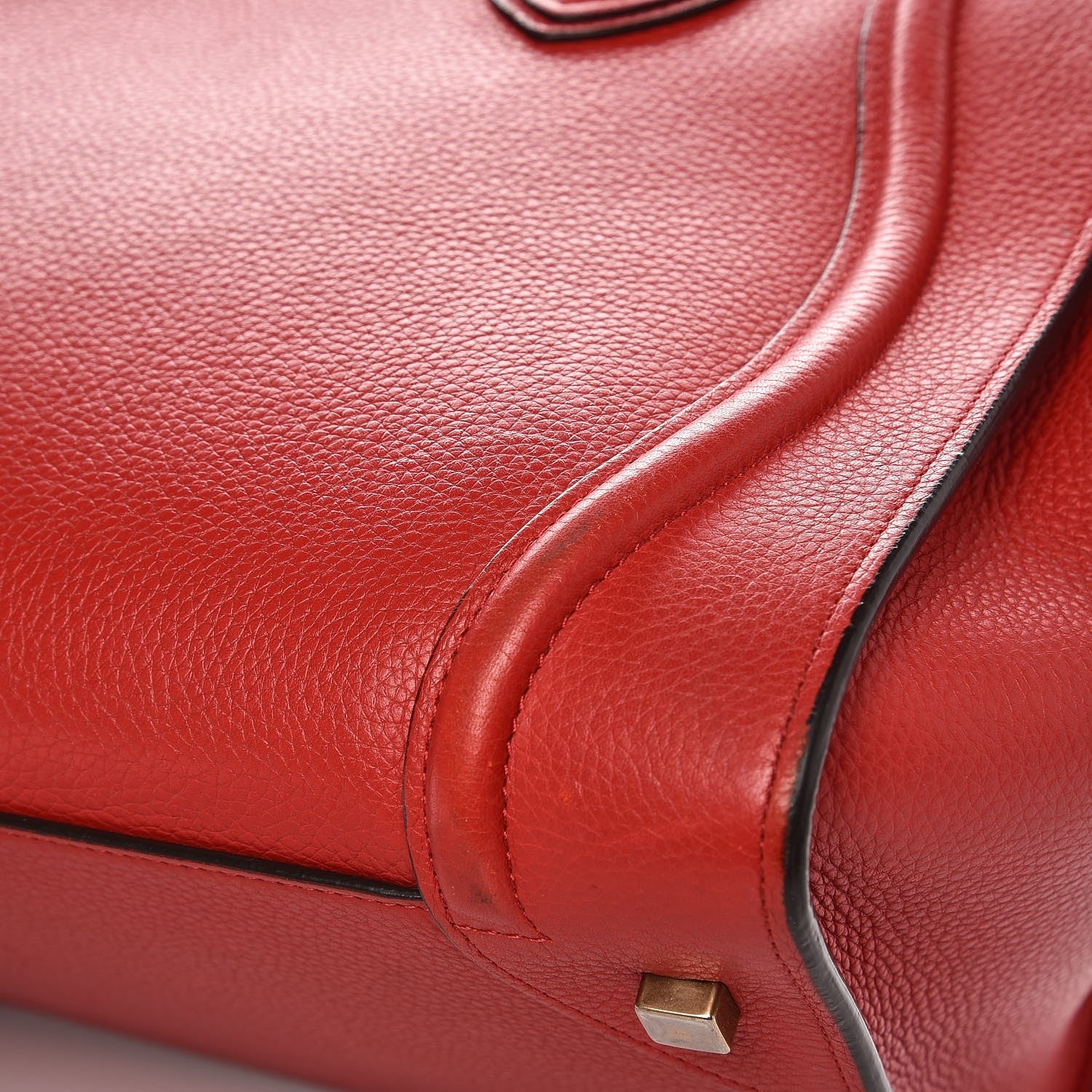 Celine Drummed Calfskin Mini Luggage Coquelicot 14 of 17