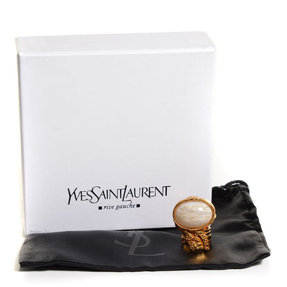 Saint Laurent Glass Cabochon Arty Ovale Ring 5 Gold Ivory 4 of 4