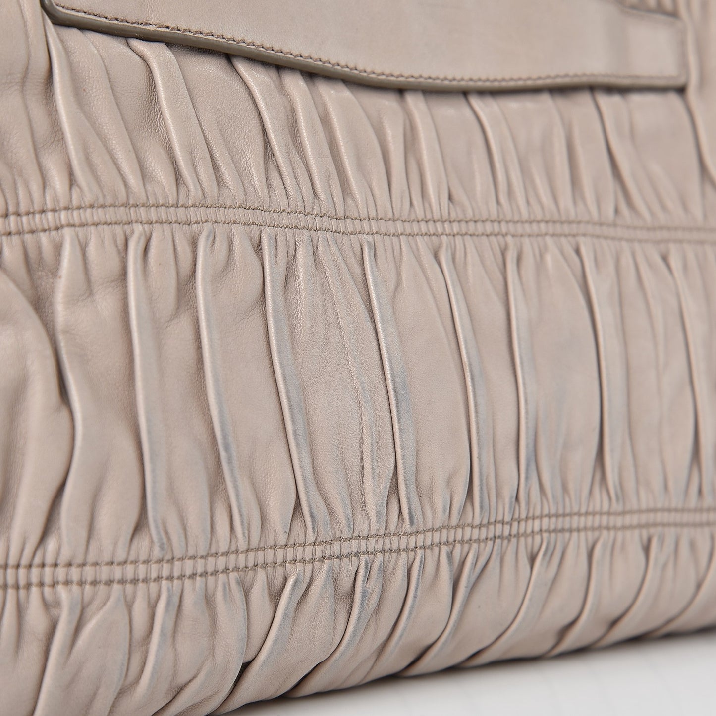 Nappa Gaufre Ruched Clutch Pomice