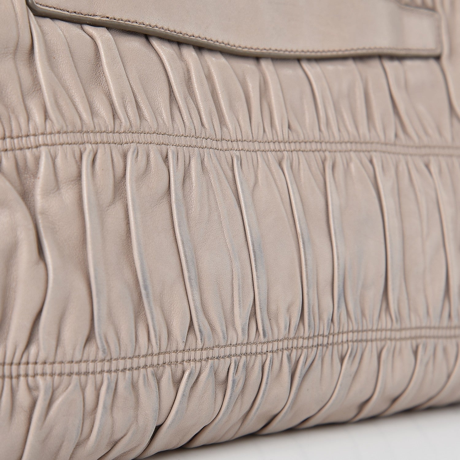 Prada Nappa Gaufre Ruched Clutch Pomice 14 of 14