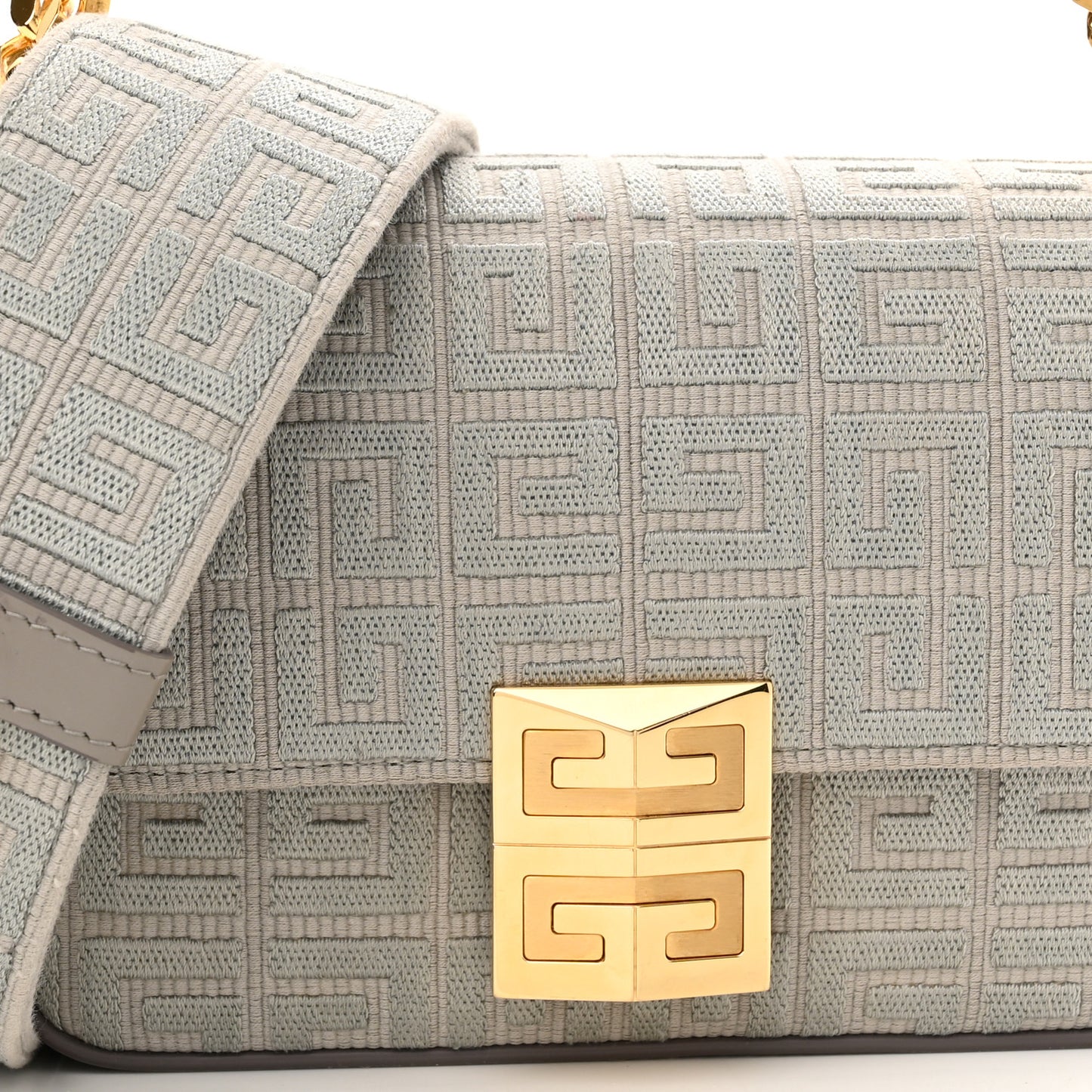 Canvas Embroidered Small 4G Woven Chain Crossbody Stone Gray