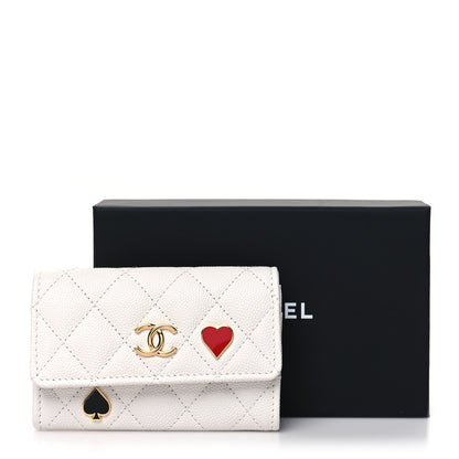 Chanel Caviar Quilted Enamel Coco Casino Flap Card Holder Wallet White 11 of 11
