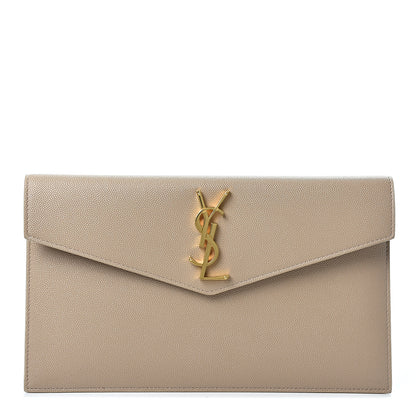 Saint Laurent Grain De Poudre Uptown Pouch Dark Latte 1 of 9