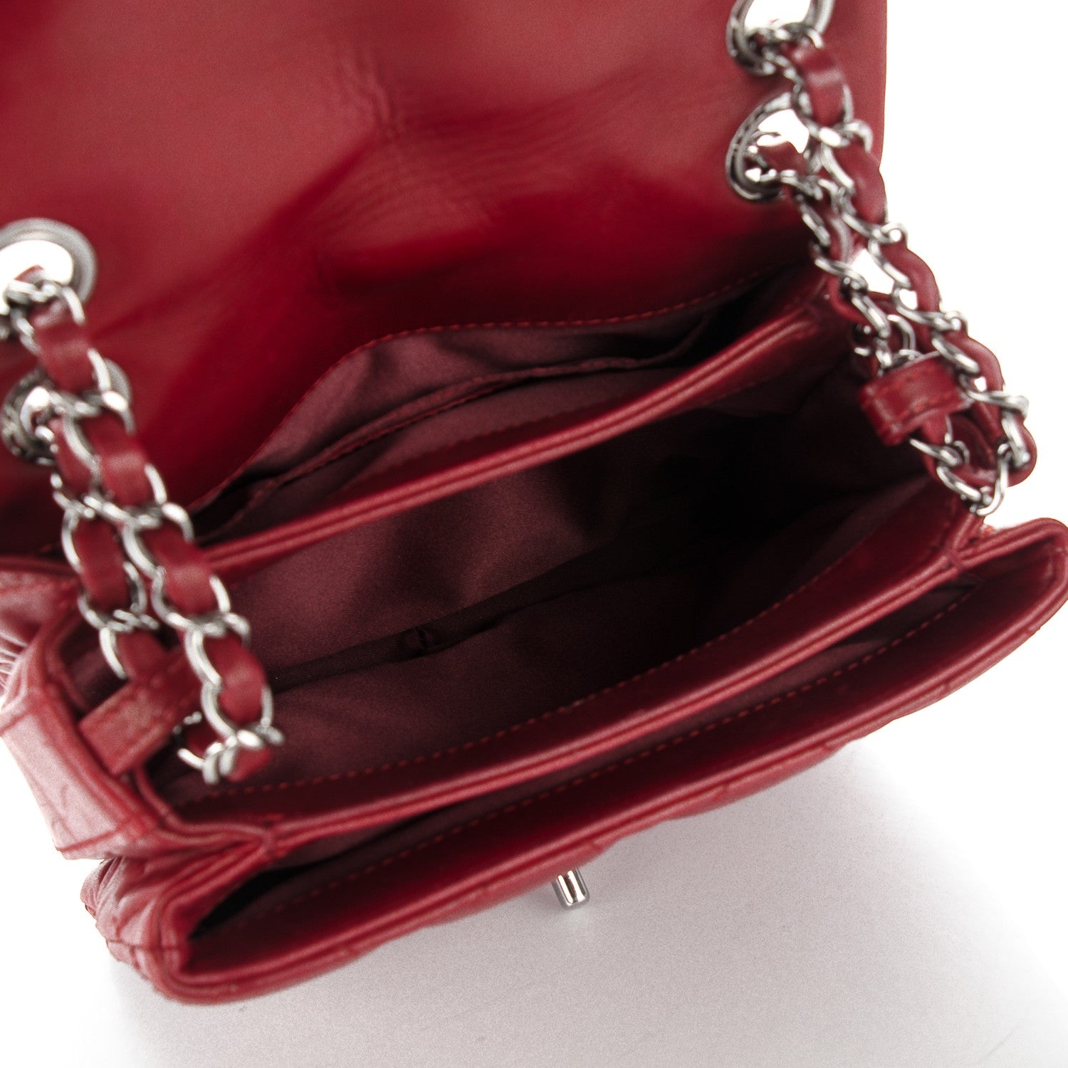 Chanel Lambskin Quilted Mini Chanel 3 Flap Red 5 of 9