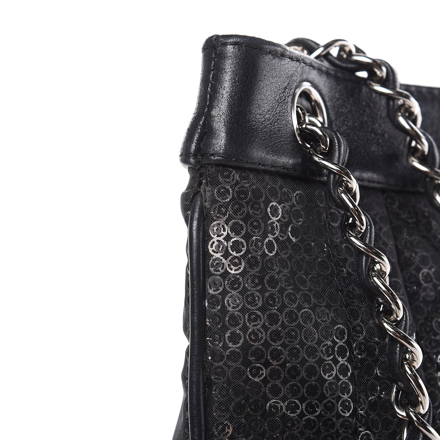 Chanel Calfskin Mesh Hidden Sequin CC Tote Black 12 of 14