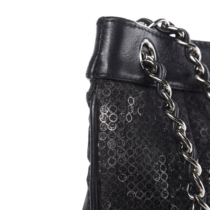 Chanel Calfskin Mesh Hidden Sequin CC Tote Black 12 of 14