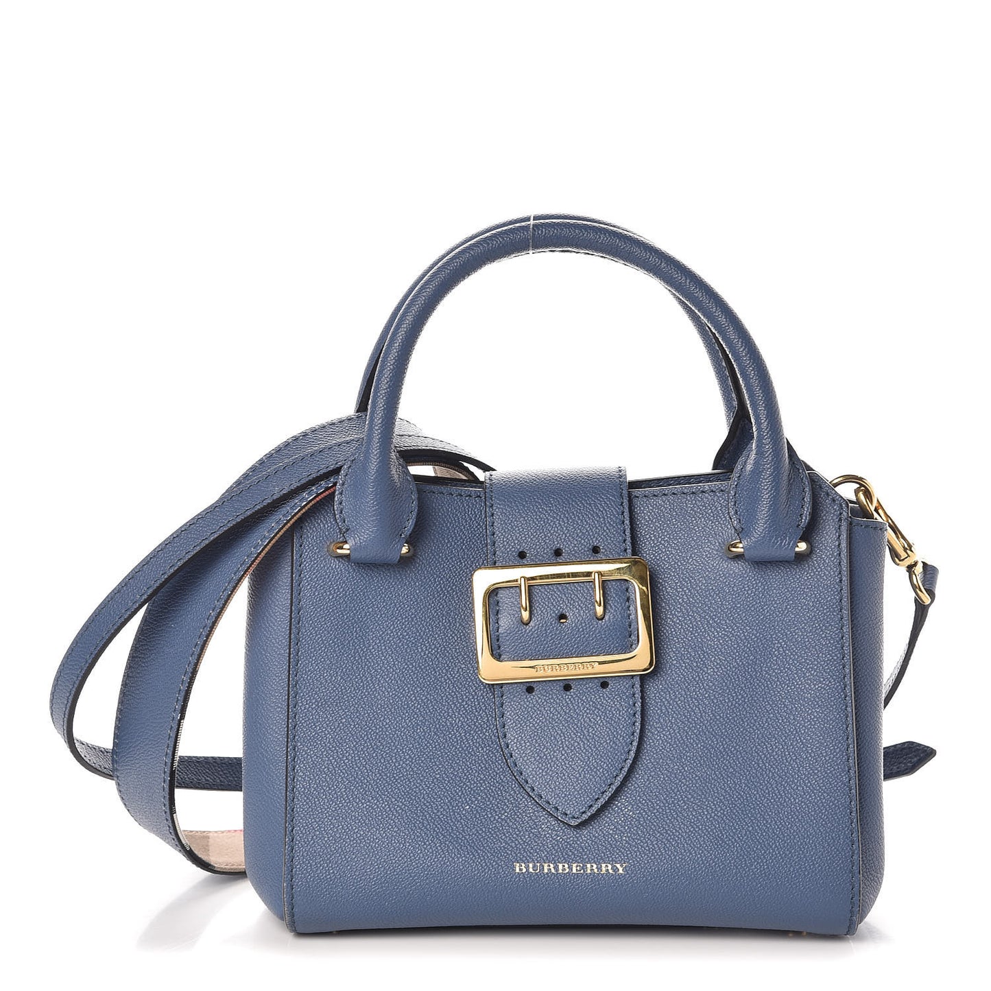 Soft Grain Calfskin Small Buckle Tote Steel Blue