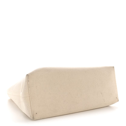 Celine Canvas Calfskin Horizontal Cabas Natural Tan 4 of 14