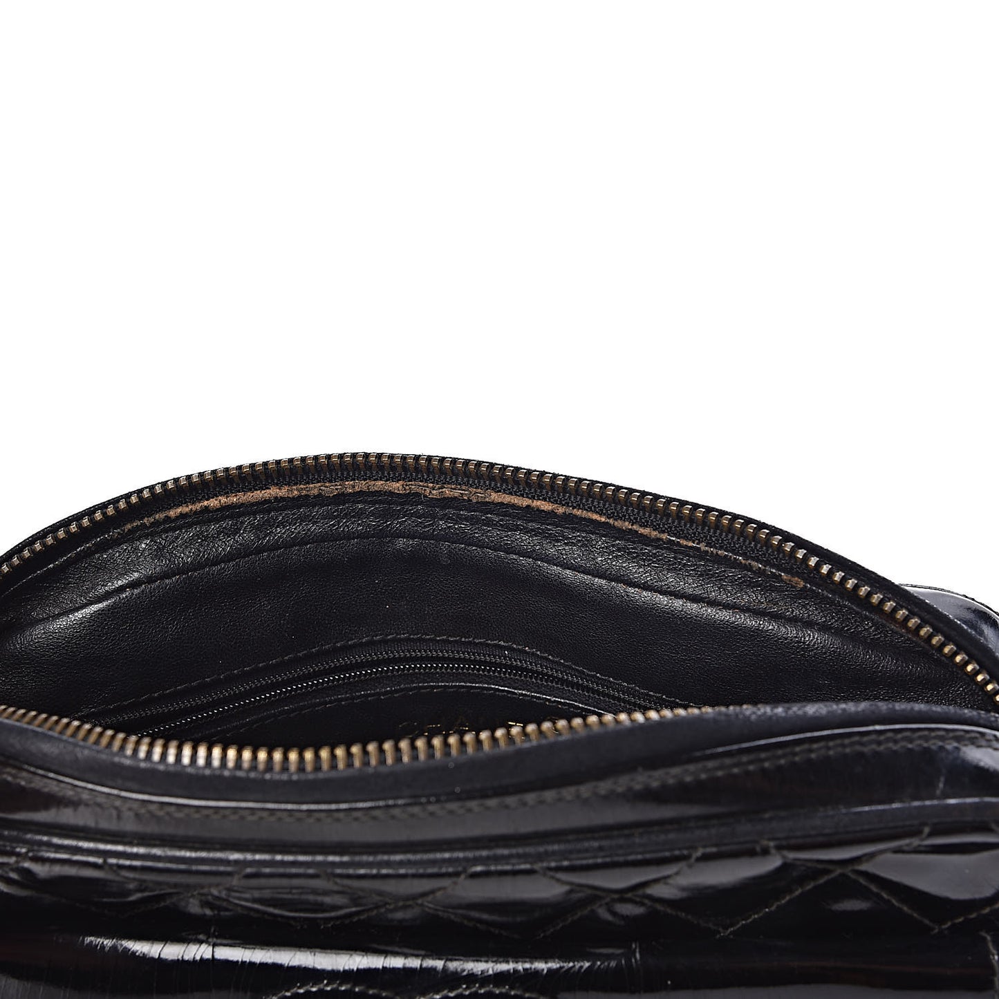 Patent Quilted Tassel Small Camera Case Black