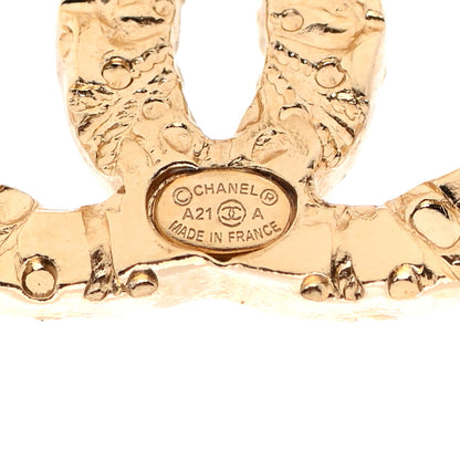 Chanel Metal Textured CC Earrings Gold 4 of 4