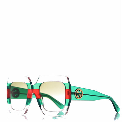 Gucci Square Web Frame GG0178S Sunglasses Green Red 1 of 6