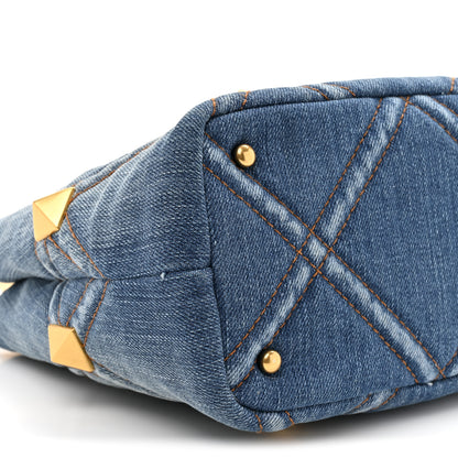Valentino Garavani Denim Small Roman Stud The Handle Bag Light Denim Selleria 10 of 12