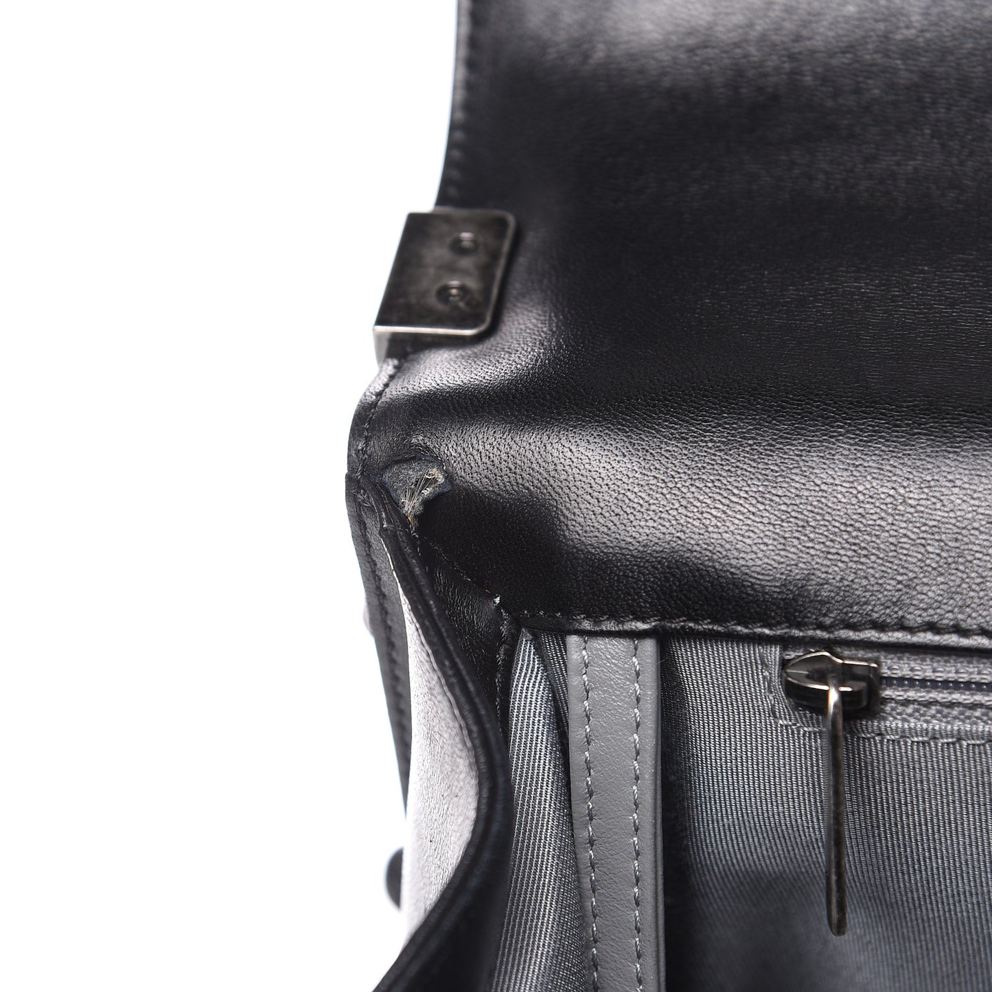 Lambskin Quilted Large Boy Flap Black