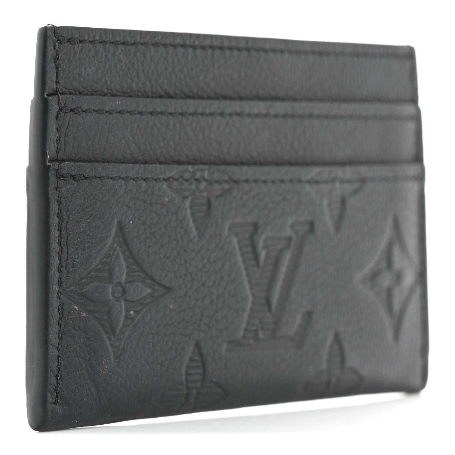 Louis Vuitton Calfskin Monogram Shadow Double Card Holder Black 3 of 6