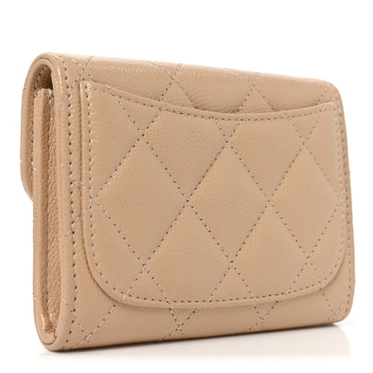 Chanel Caviar Quilted Flap Card Holder Wallet Beige 3 of 9